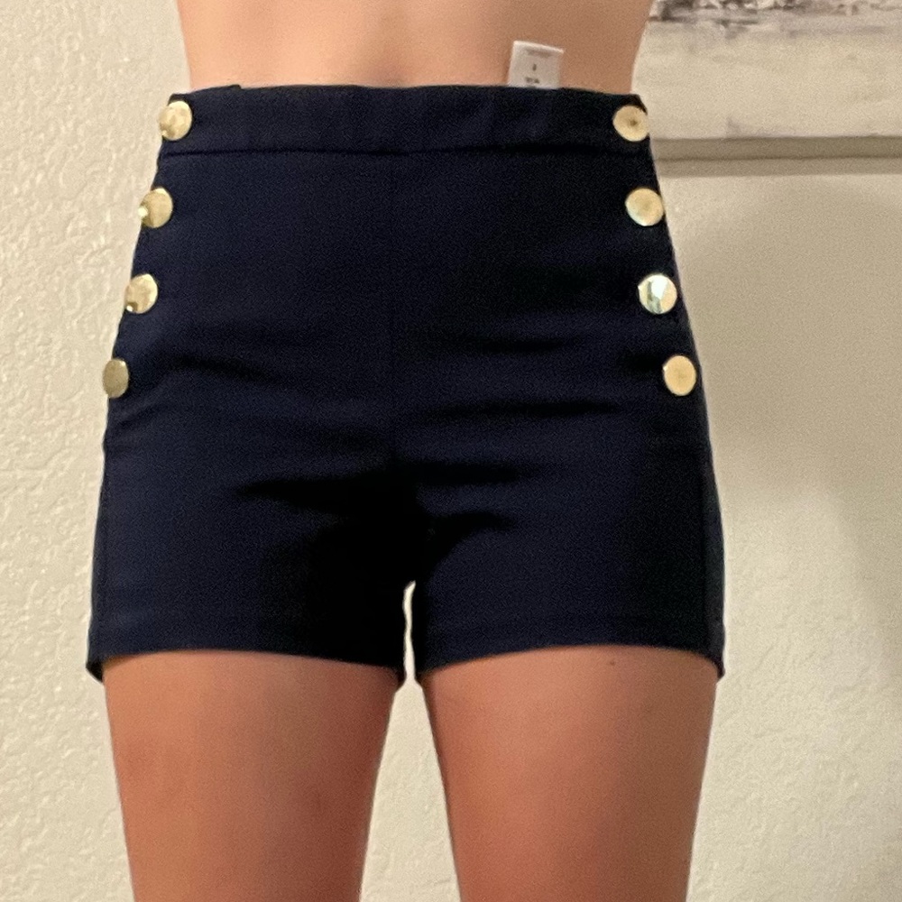 Express High Waisted Nautical Navy Blue Tailored Shorts